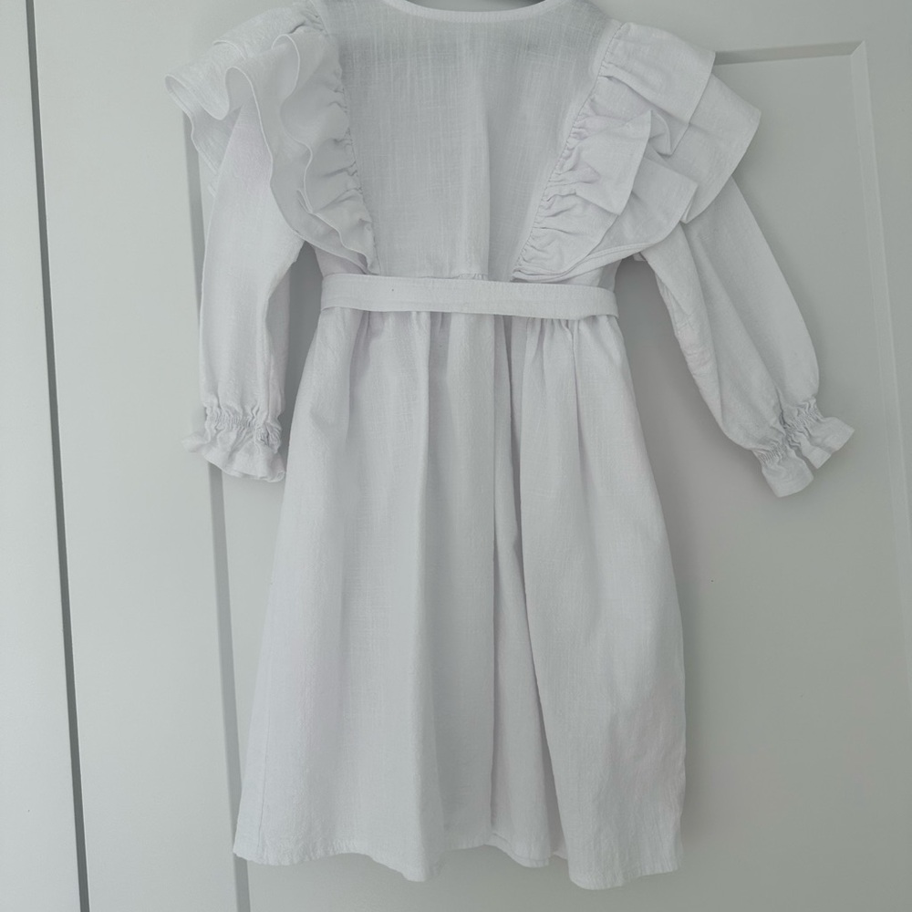 Charming White Ruffled Kids Dress